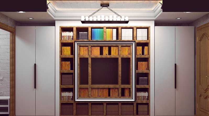 Распашной шкаф с местом для книг № 1177